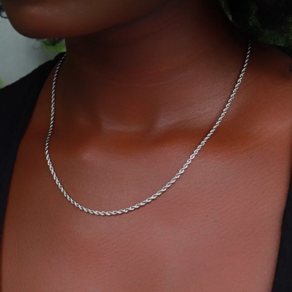 Solid White Gold Rope Chain (2mm) Online Hot Sale