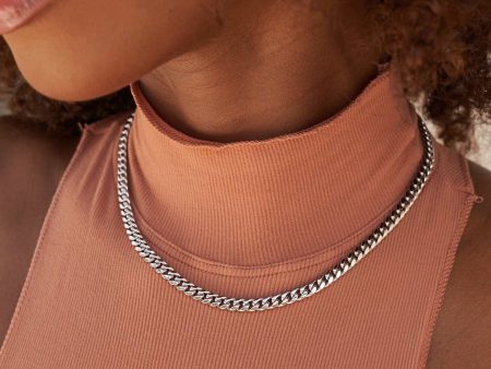 Cuban Link Necklace in White Gold - 5mm Supply