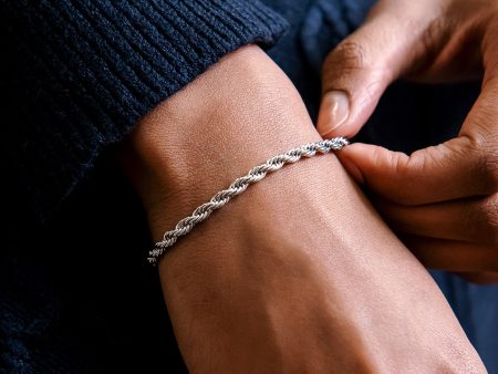 Rope Bracelet in White Gold- 4mm Supply