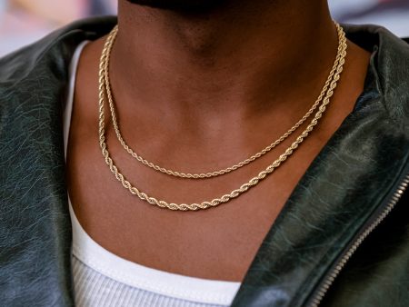 2mm + 4mm Rope Chain Bundle in Yellow Gold Online Sale