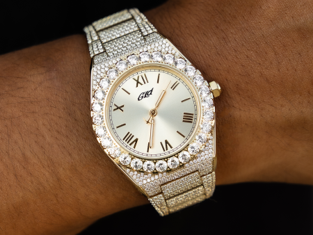 36MM Iced Alpha Era® in Gold Online Hot Sale