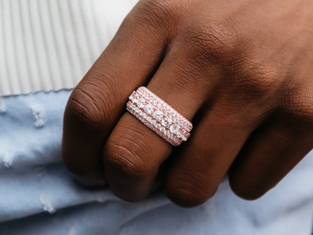 5 Layer Diamond Band Ring in Rose Gold Vermeil Sale