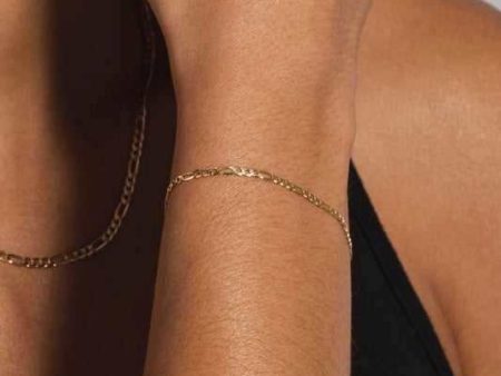 10k Solid Gold Figaro Bracelet (2mm) Fashion