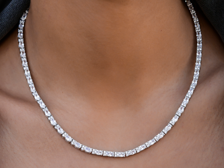 Diamond Mixed Oval Cut Tennis Necklace- 3mm Sale