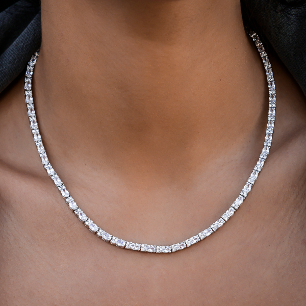 Diamond Mixed Oval Cut Tennis Necklace + Bracelet Bundle - 3mm Online Hot Sale