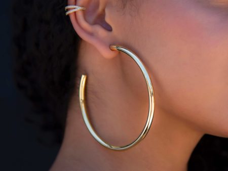 14k Solid Gold Large Tube Hoop Earrings Online