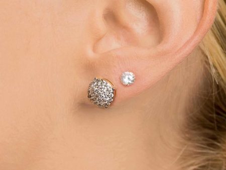 10mm Pave Set Stud Earrings in Yellow Gold Supply