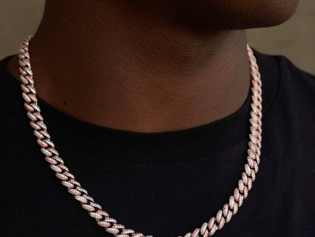 Diamond Cuban Chain in Rose White Gold - 8.5mm Fashion