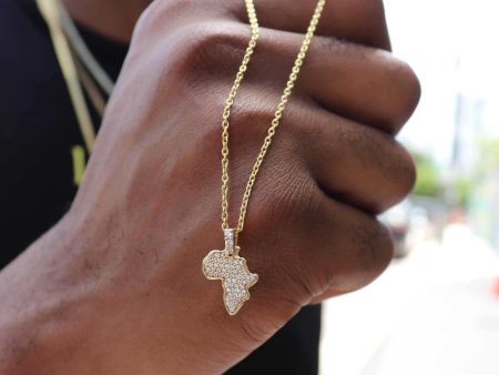 Solid Gold Africa Map Pendant Online now