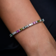 Multicolor Mixed Oval Cut Tennis Bracelet- 3mm Online Hot Sale