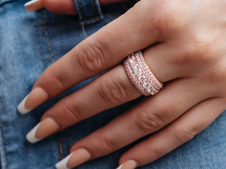 5 Layer Diamond Band Ring in Rose Gold Vermeil For Cheap