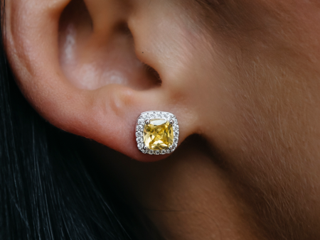 Canary Cushion Cut Earrings Online now