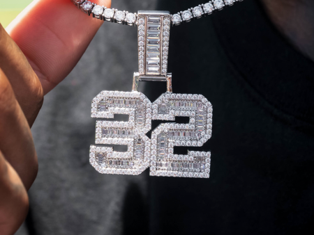 Custom Iced Number Baguette Pendant For Cheap