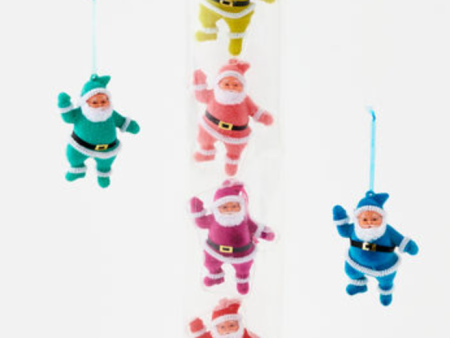 SIDEWALK SALE ITEM - Soft Ornament - Set of 6 Flocked Santas in Tube Hot on Sale