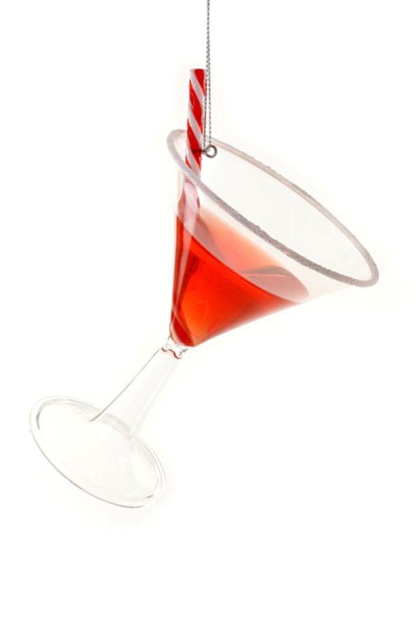 Glass Ornament - Candy Cane Martini Hot on Sale