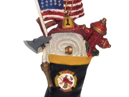 SIDEWALK SALE ITEM - Resin Ornament - Fireman Boot on Sale